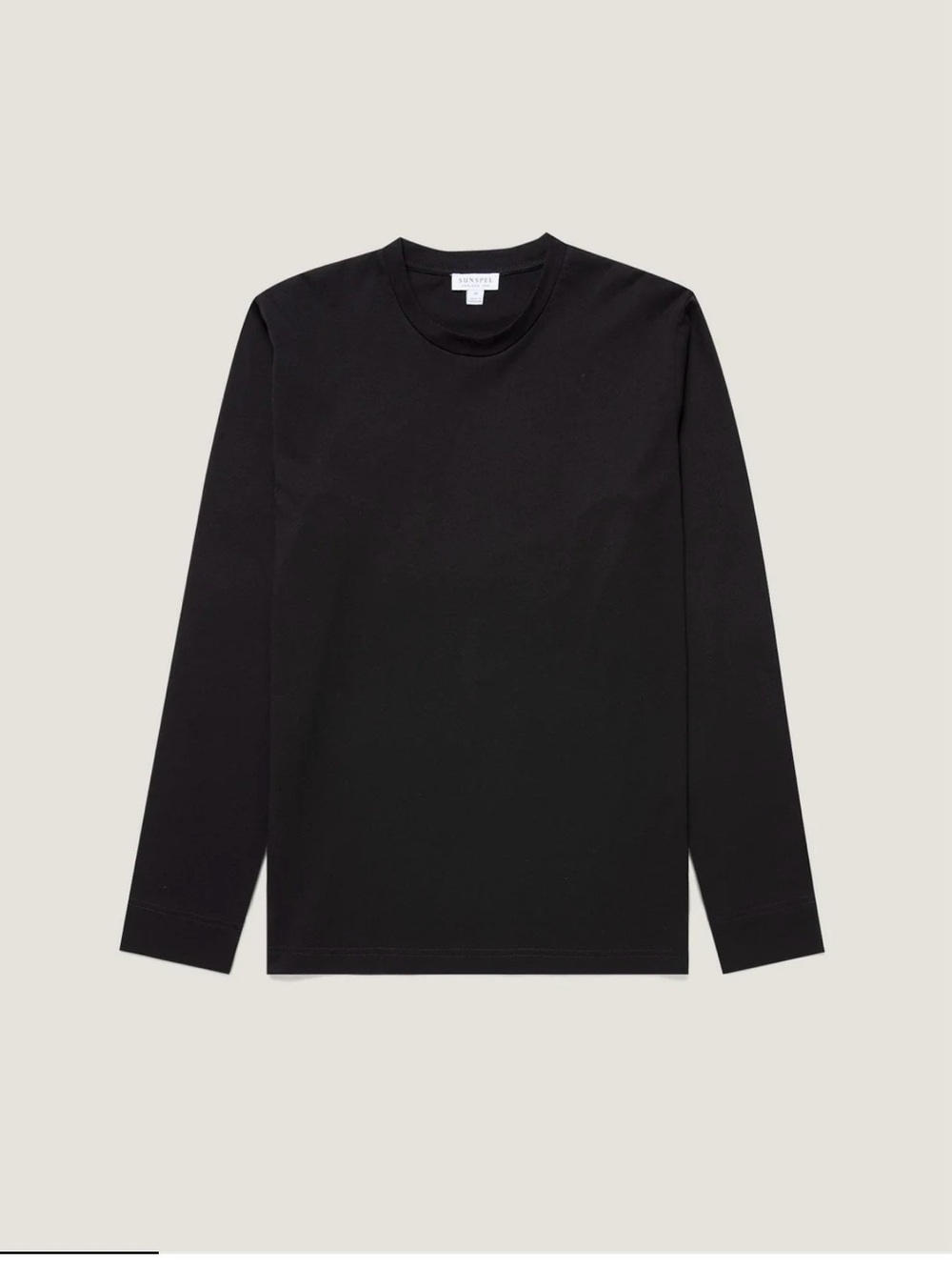 Sunspel Riviera Black Long Sleeve Crew Shirt with Tags New NWT